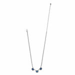 Brighton Twinkle Luxe Trio Blue Necklace with three blue gemstone pendants on silver chain