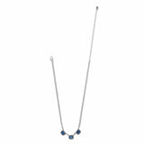 Brighton Twinkle Luxe Trio Blue Necklace with three blue gemstone pendants on silver chain