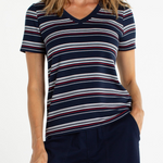Liverpool Stripe V-Neck Knit Tee at Ooh La La! in Grapevine TX 76051