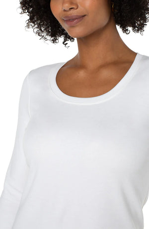 Liverpool 3/4 Sleeve Scoop Neck Knit Tee in white at ooh la la! in Grapevine TX 76051