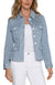 Liverpool Peplum Denim Jacket in chambray stripe at ooh la la! in Grapevine TX 76051