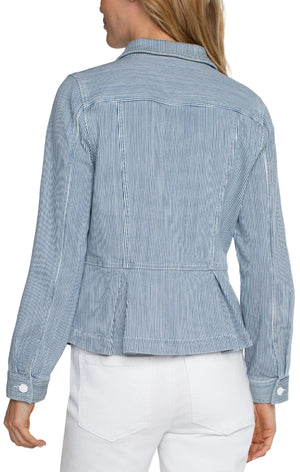 Liverpool Peplum Denim Jacket in chambray stripe at ooh la la! in Grapevine TX 76051