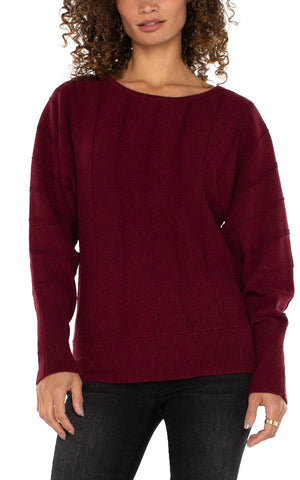 Liverpool Long Sleeve Boat Neck Sweater in Dark Pinot Noir at ooh la la! in Grapevine TX 76051