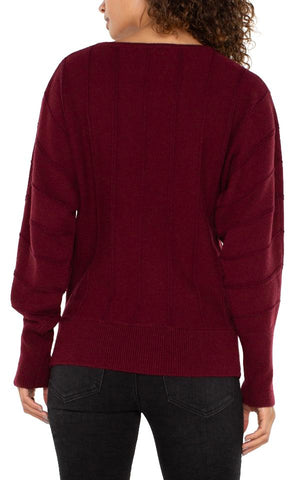 Liverpool Long Sleeve Boat Neck Sweater in Dark Pinot Noir at ooh la la! in Grapevine TX 76051