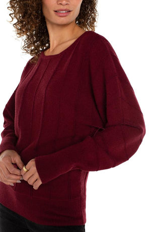 Liverpool Long Sleeve Boat Neck Sweater in Dark Pinot Noir at ooh la la! in Grapevine TX 76051