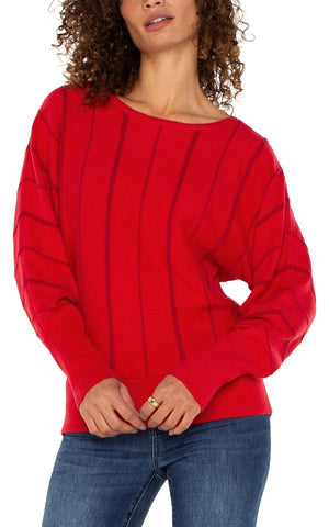 Liverpool Long Sleeve Boat Neck Sweater in tango red at ooh la la! in Grapevine TX 76051