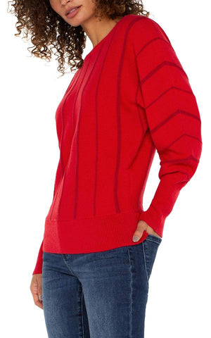 Liverpool Long Sleeve Boat Neck Sweater in tango red at ooh la la! in Grapevine TX 76051