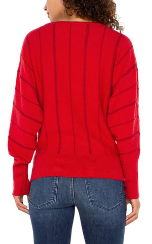 Liverpool Long Sleeve Boat Neck Sweater in tango red at ooh la la! in Grapevine TX 76051