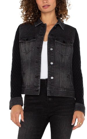 Liverpool Jean Jacket with Sweater Sleeves at ooh la la! in Grapevine TX 76051