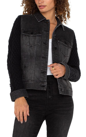 Liverpool Jean Jacket with Sweater Sleeves at ooh la la! in Grapevine TX 76051