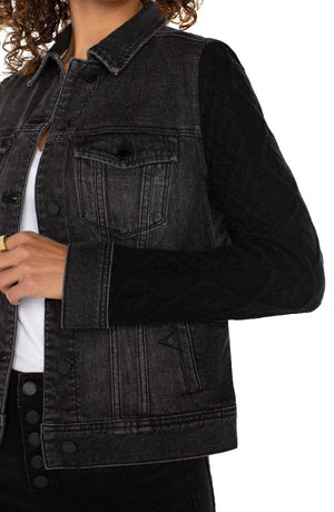 Liverpool Jean Jacket with Sweater Sleeves at ooh la la! in Grapevine TX 76051