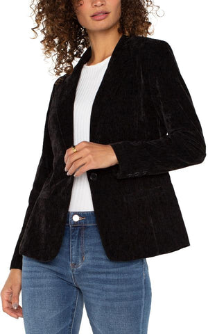 Liverpool Velveteen Fitted Blazer in black at ooh la la! in Grapevine TX 76051