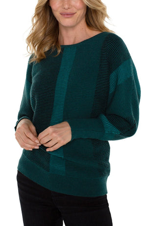 Liverpool Boat Neck Dolman Colorblock Sweater in malachite multi at ooh la la! in Grapevine TX 76051