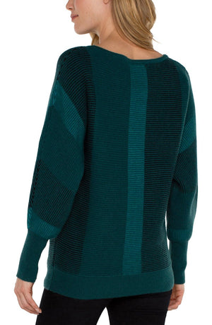 Liverpool Boat Neck Dolman Colorblock Sweater in malachite multi at ooh la la! in Grapevine TX 76051