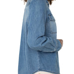 Liverpool Denim Snap Button Shirt with Pockets at ooh la la! in Grapevine TX 76051
