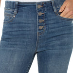 Liverpool Gia Glider® Crop Flare with Exposed Button at ooh la la! in Grapevine TX 76051