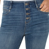 Liverpool Gia Glider® Crop Flare with Exposed Button at ooh la la! in Grapevine TX 76051