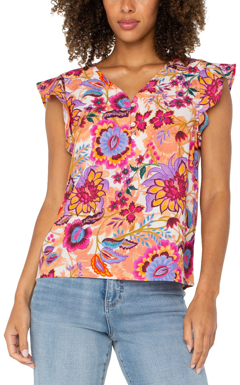 Liverpool Flutter Sleeve Floral Blouse at ooh la la! in Grapevine TX 76051
