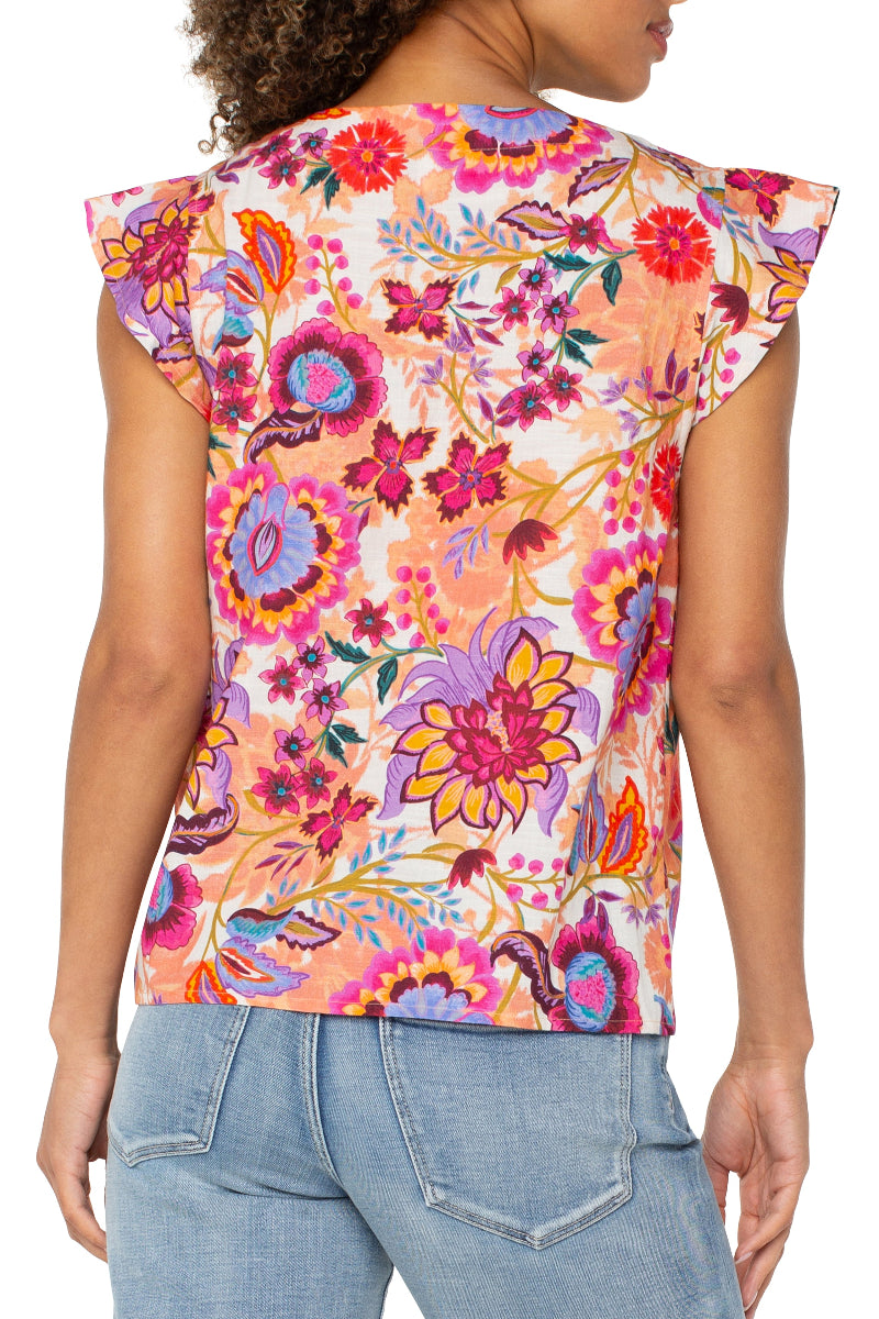 Liverpool Flutter Sleeve Floral Blouse at ooh la la! in Grapevine TX 76051