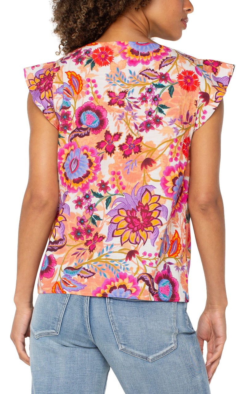 Liverpool Flutter Sleeve Floral Blouse at ooh la la! in Grapevine TX 76051