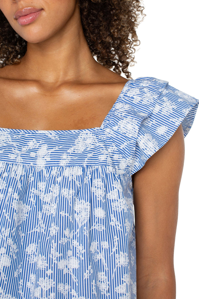 Liverpool Double Flutter Sleeve Square Neck Blouse at ooh la la! in Grapevine TX 76051