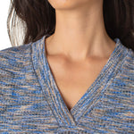 Liverpool 3/4 Sleeve Space Dye Knit Tee in blue spacedye at ooh la la! in Grapevine TX 76051