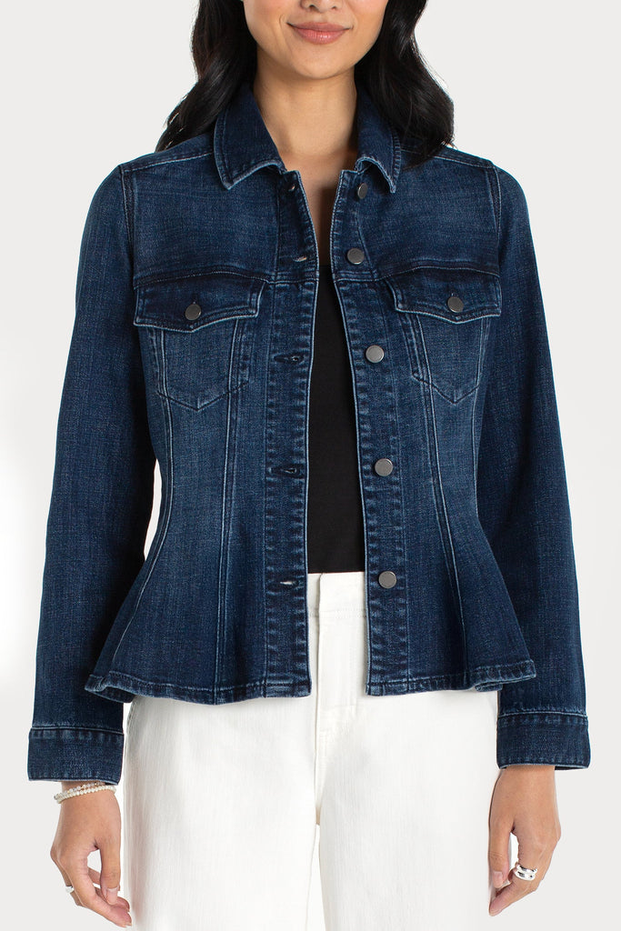 Liverpool Fit and Flare Denim Trucker Jacket at Ooh La La! in Grapevine TX 76051
