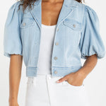 Liverpool Puff Sleeve Cropped Trucker Jacket - 1