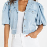 Liverpool Puff Sleeve Cropped Trucker Jacket - 1