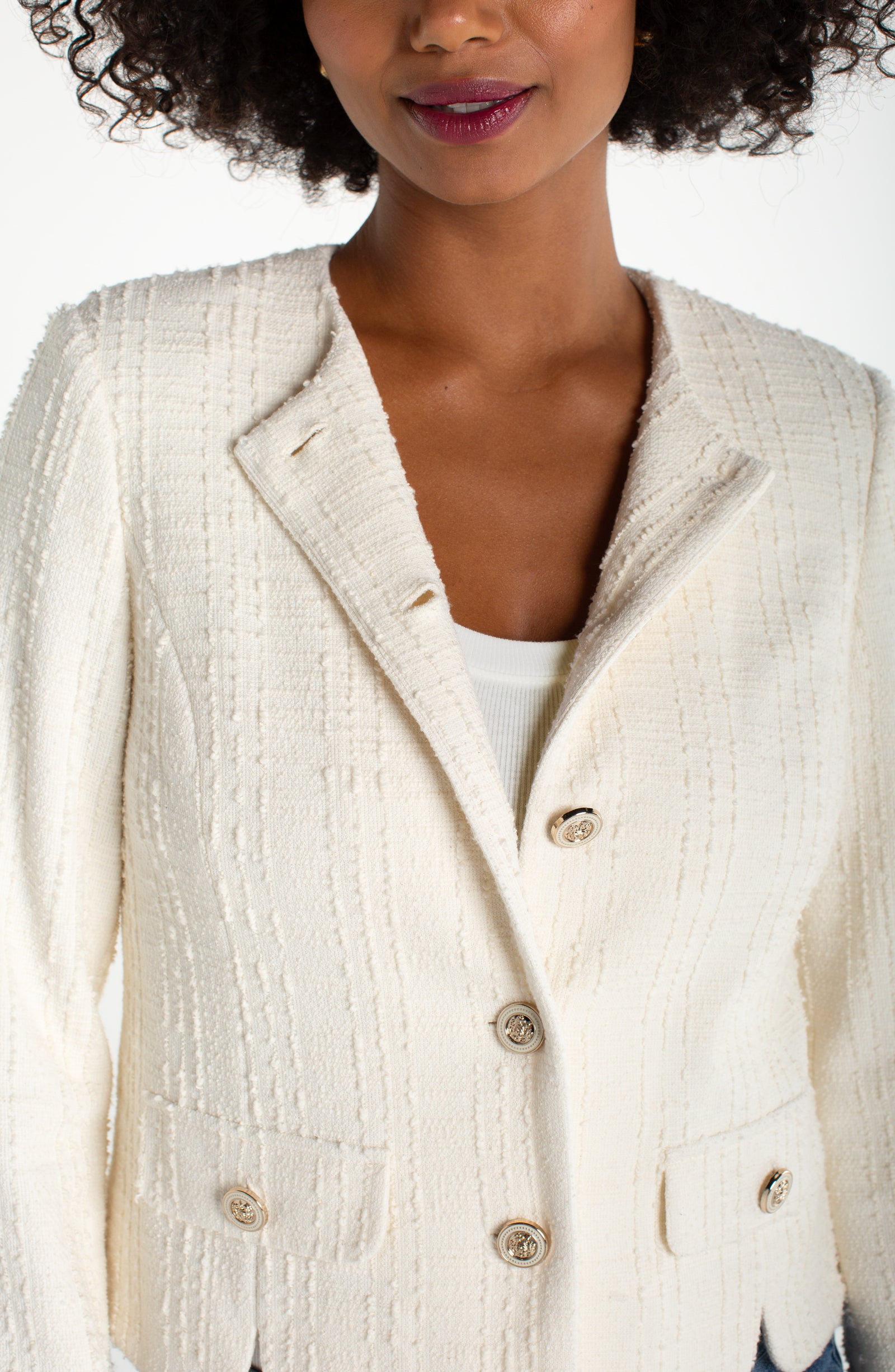 Liverpool Collarless Boucle Jacket at Ooh La La! in Grapevine TX 76051