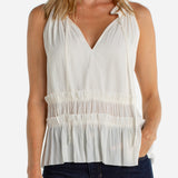 Liverpool Sleeveless Top with Ruffles at Ooh La La! in Grapevine TX 76051 