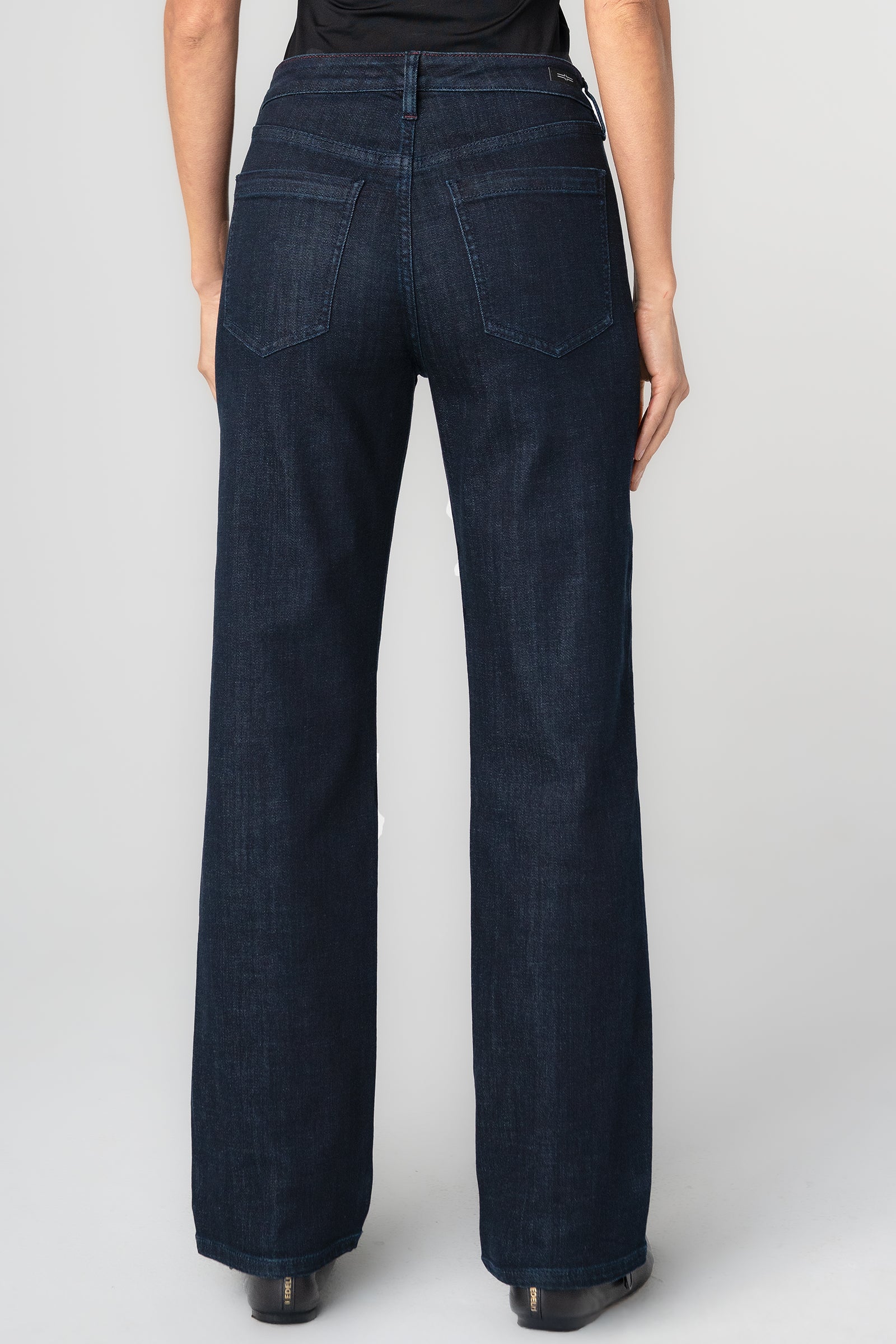 Liverpool Kennedy Straight Jeans with Red Side Stitch Detail in midnight eclipse at ooh la la! in Grapevine TX 76051