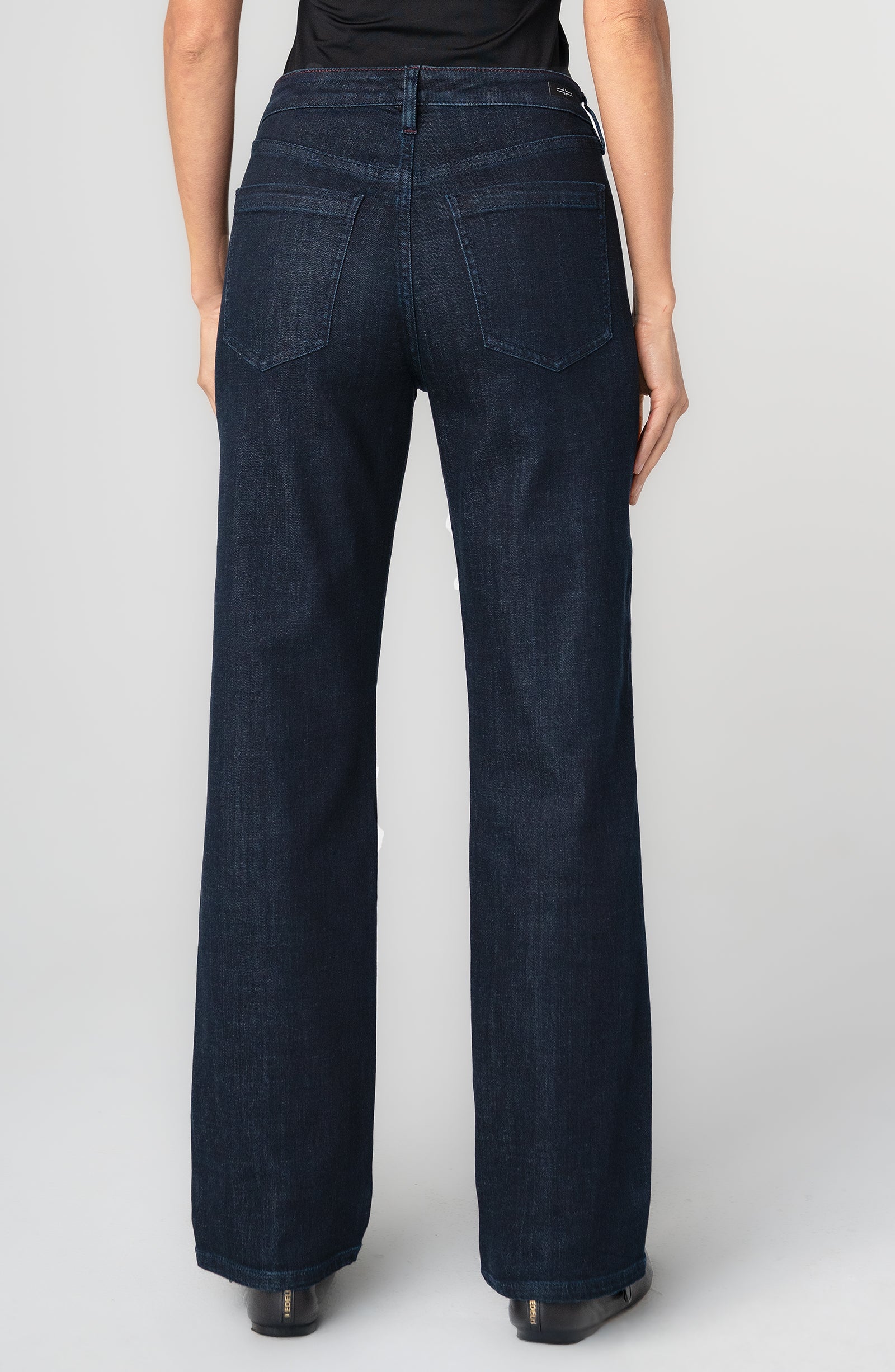 Liverpool Kennedy Straight Jeans with Red Side Stitch Detail in midnight eclipse at ooh la la! in Grapevine TX 76051