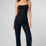 Liverpool Kennedy Straight Jeans with Red Side Stitch Detail in midnight eclipse at ooh la la! in Grapevine TX 76051