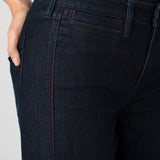 Liverpool Kennedy Straight Jeans with Red Side Stitch Detail in midnight eclipse at ooh la la! in Grapevine TX 76051