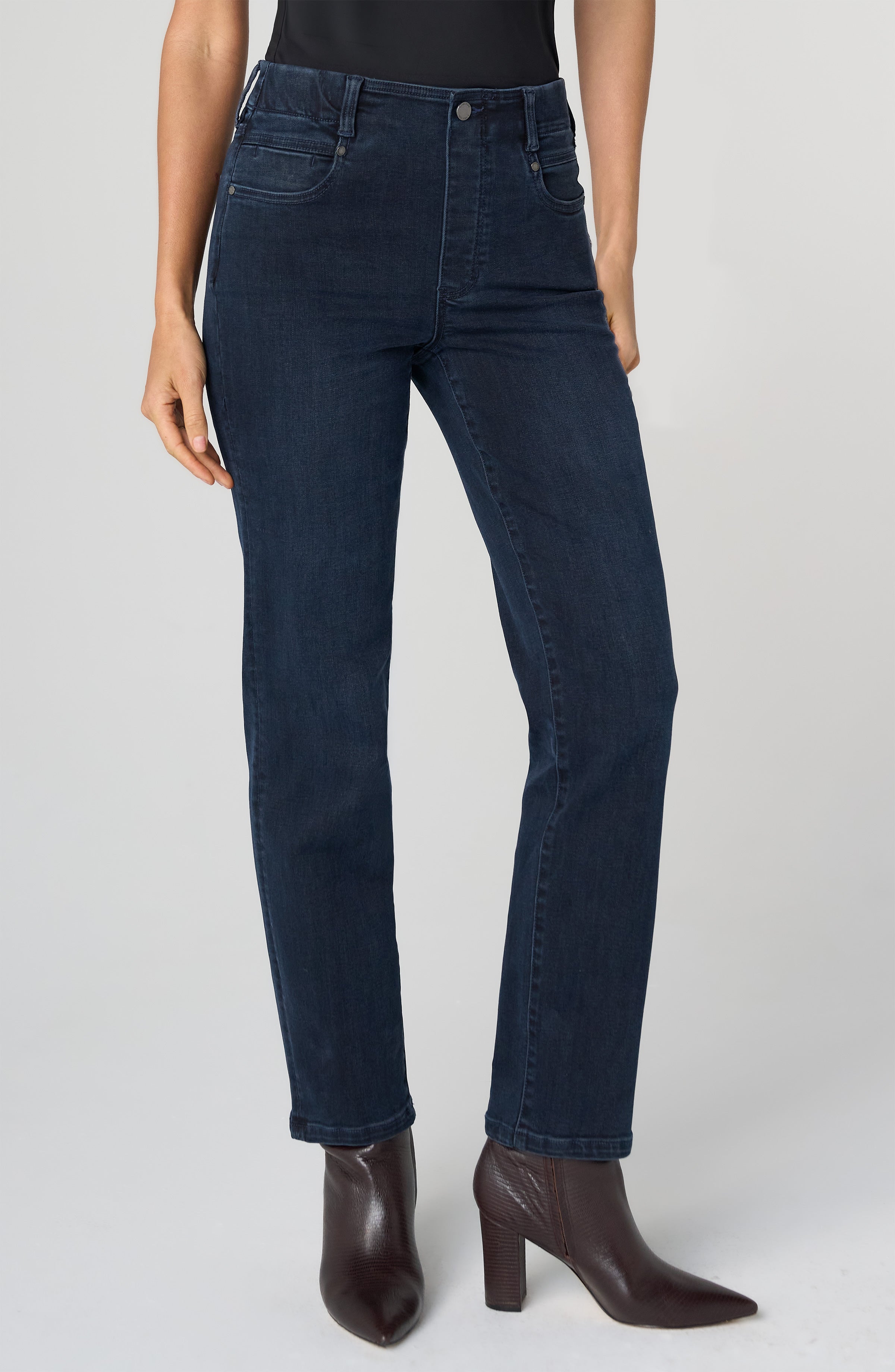Liverpool Gia Glider® pull-on slim jean with 29" inseam in Raven Wing at ooh la la! in Grapevine TX 76051