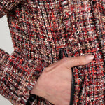 Liverpool Red Multi Tweed Fringe Jacket – Sophisticated Zip-Front Statement Piece at ooh la la! in Grapevine TX 76051