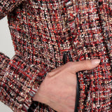 Liverpool Red Multi Tweed Fringe Jacket – Sophisticated Zip-Front Statement Piece at ooh la la! in Grapevine TX 76051