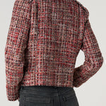 Liverpool Red Multi Tweed Fringe Jacket – Sophisticated Zip-Front Statement Piece at ooh la la! in Grapevine TX 76051