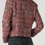 Liverpool Red Multi Tweed Fringe Jacket – Sophisticated Zip-Front Statement Piece at ooh la la! in Grapevine TX 76051