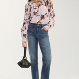Liverpool Long Sleeve Satin Print Blouse with Buttons on Sleeves at ooh la la in Grapevine TX 76051