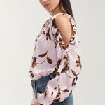Liverpool Long Sleeve Satin Print Blouse with Buttons on Sleeves at ooh la la in Grapevine TX 76051