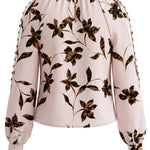 Liverpool Long Sleeve Satin Print Blouse with Buttons on Sleeves at ooh la la in Grapevine TX 76051