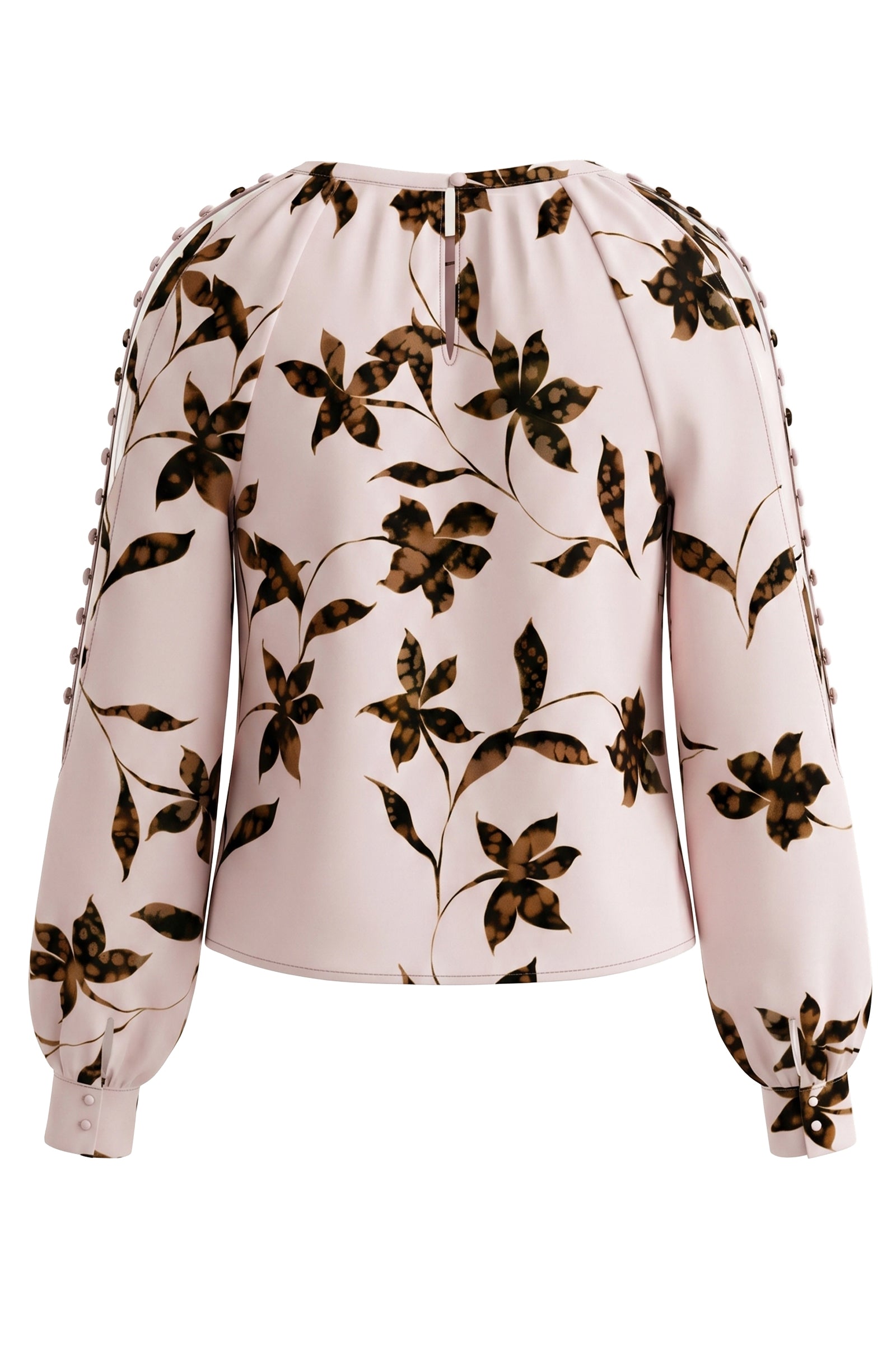 Liverpool Long Sleeve Satin Print Blouse with Buttons on Sleeves at ooh la la in Grapevine TX 76051