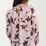 Liverpool Long Sleeve Satin Print Blouse with Buttons on Sleeves at ooh la la in Grapevine TX 76051