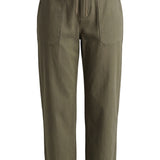 Liverpool High Rise Crop Trouser with Drawstring in Olive Green at ooh la la! in Grapevine TX 76051