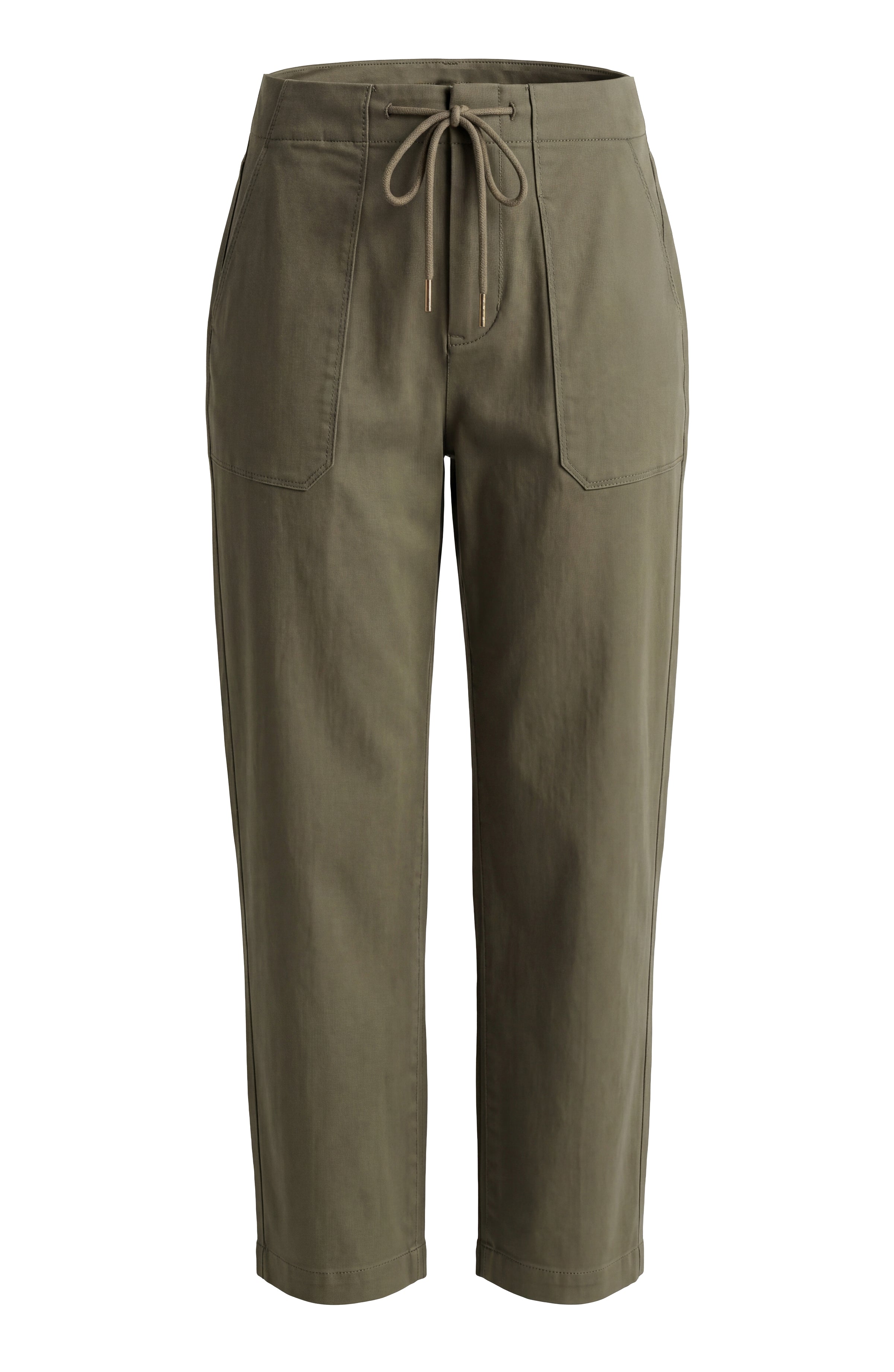 Liverpool High Rise Crop Trouser with Drawstring in Olive Green at ooh la la! in Grapevine TX 76051