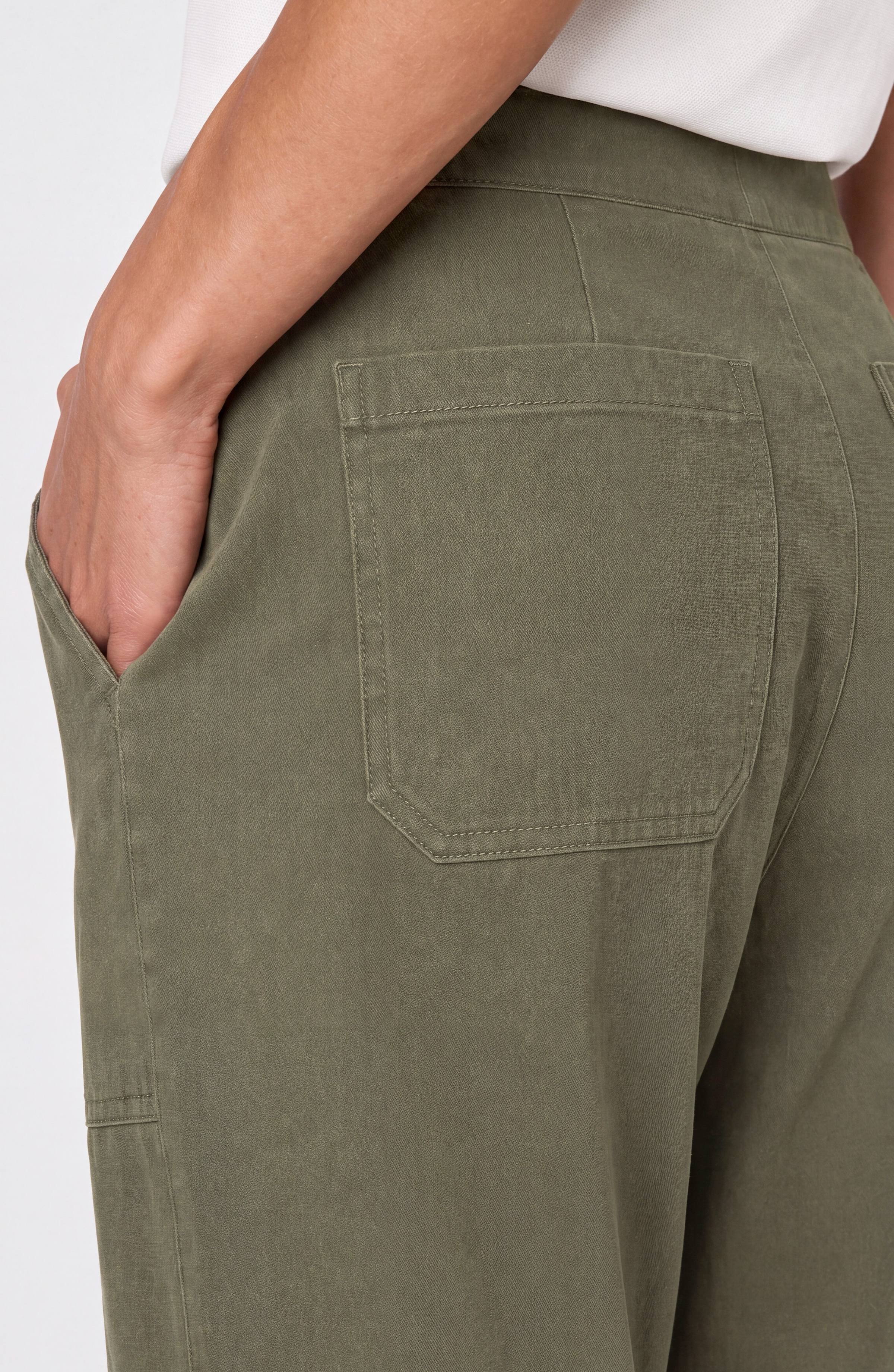Liverpool High Rise Crop Trouser with Drawstring in Olive Green at ooh la la! in Grapevine TX 76051