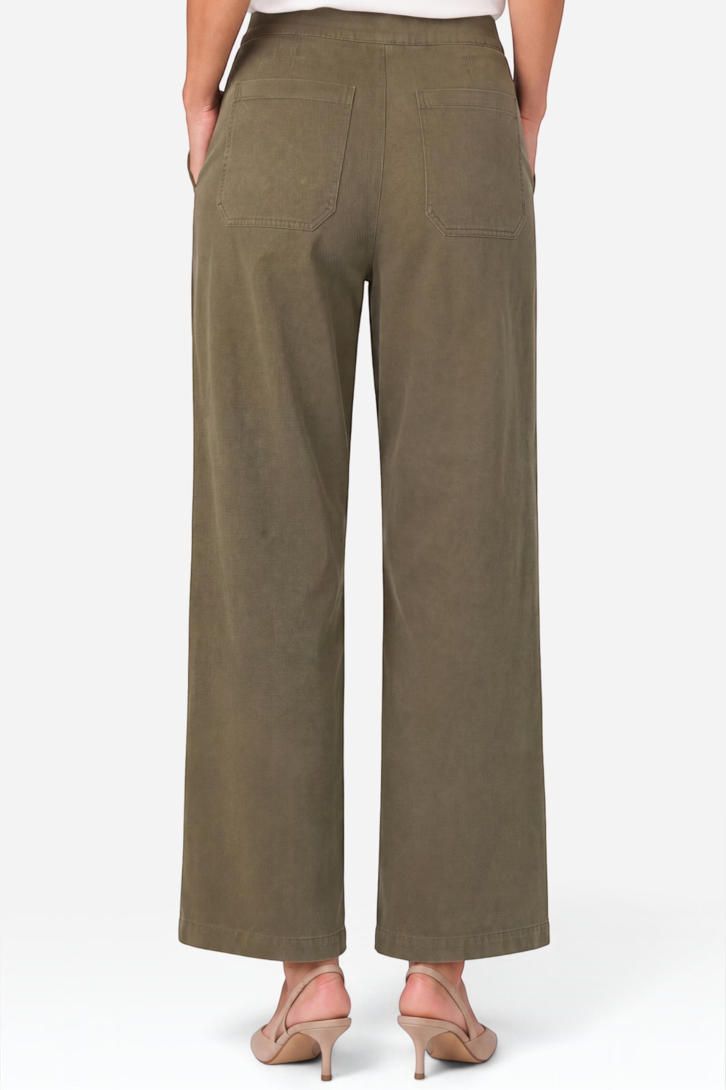 Liverpool High Rise Crop Trouser with Drawstring in Olive Green at ooh la la! in Grapevine TX 76051