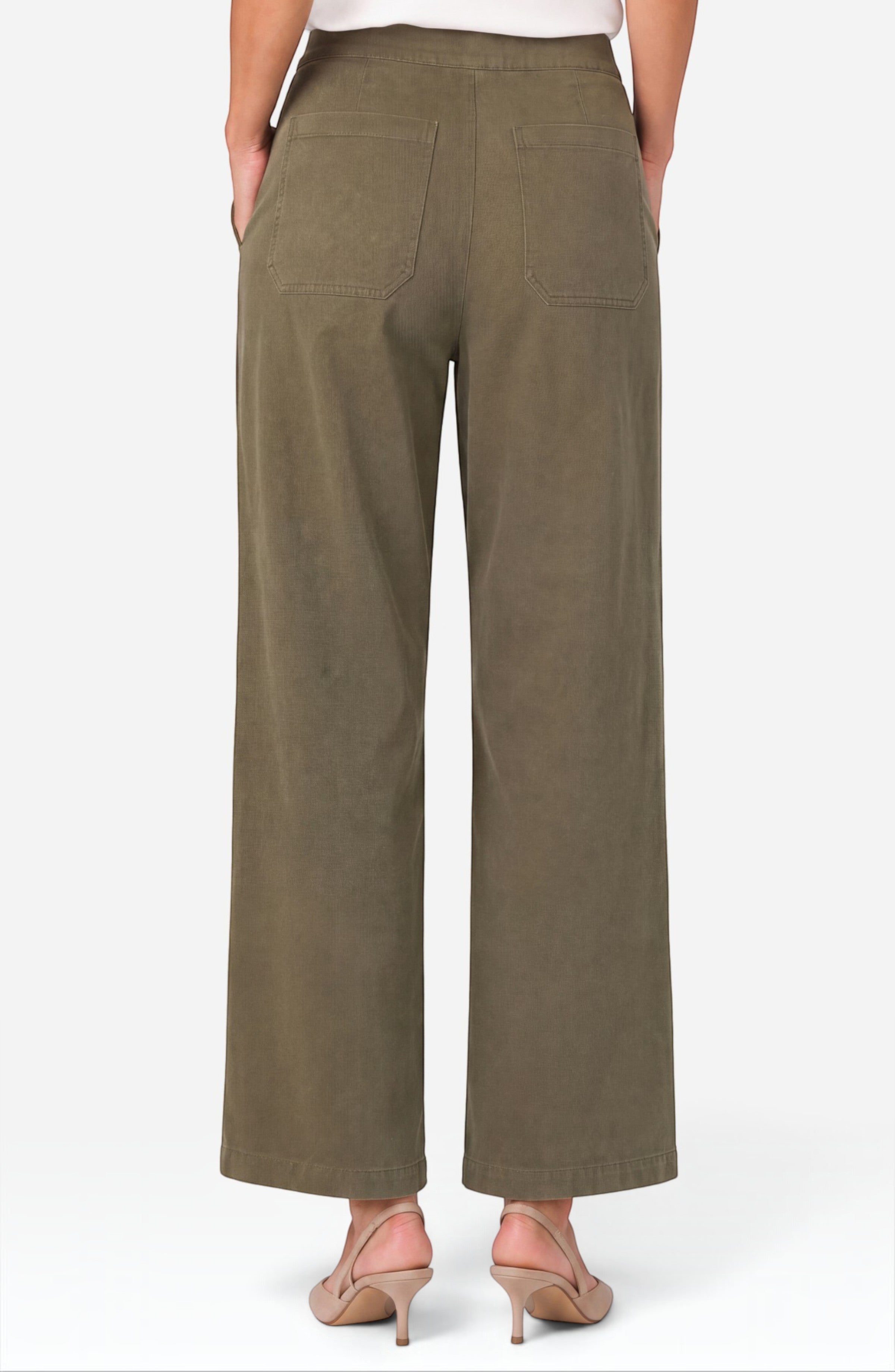 Liverpool High Rise Crop Trouser with Drawstring in Olive Green at ooh la la! in Grapevine TX 76051